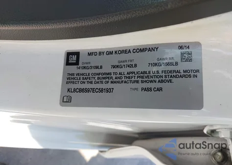 2014 Chevrolet Spark Ls Auto from USA, damaged, VIN KL8CB6S97EC581937